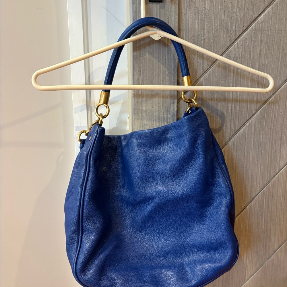 Marc by Marc Jacobs Royal Blue Leather Shoulder Bag with Gold Hardware - Picture 3 of 6
